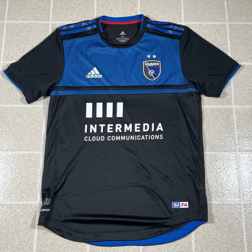 Adidas San Jose Quakes Jersey Adult Medium Black Blue  Men